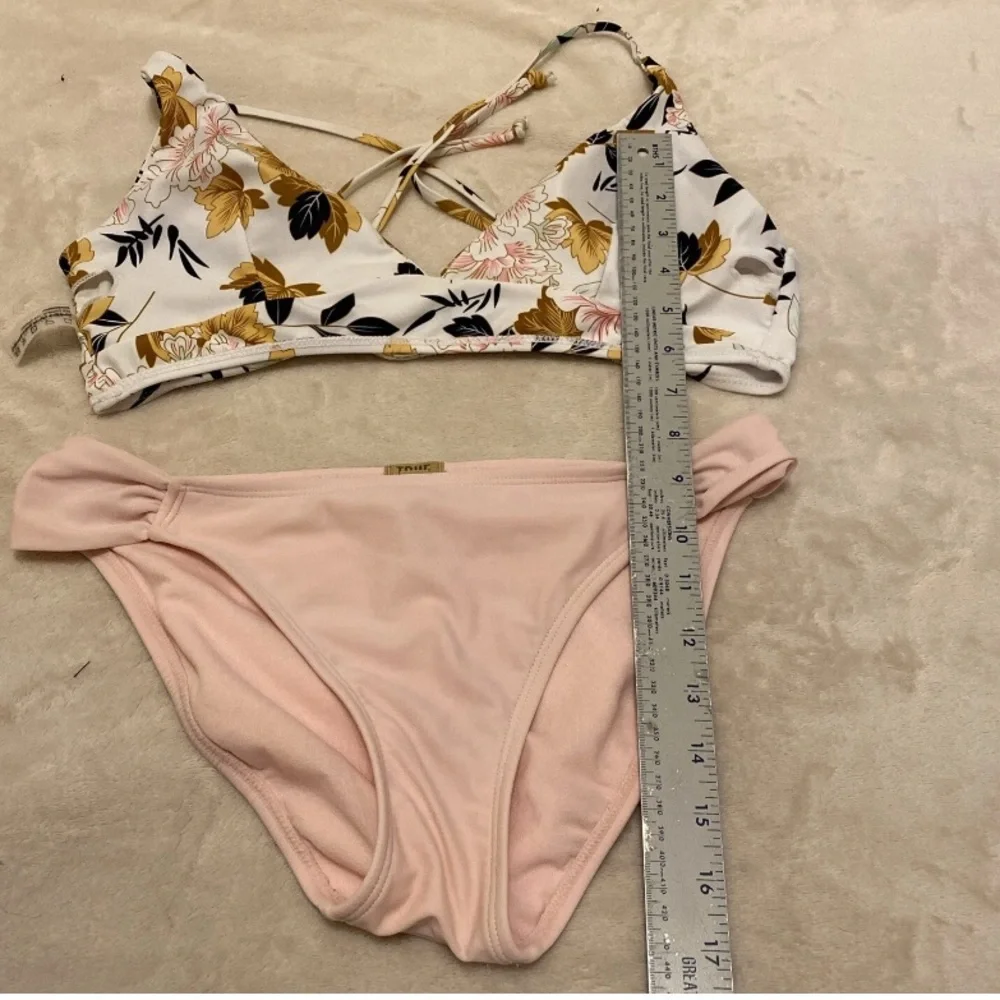 Zaful Floral Bikini Top Pink Bottom